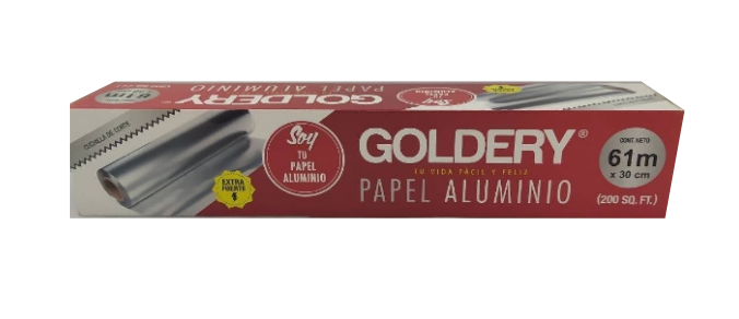 PAPEL ALUMINIO GOLDERY DE 30CM X 300MTS.  FUTURI-PLAST Distribuidora de  descartables y fundas en Quito